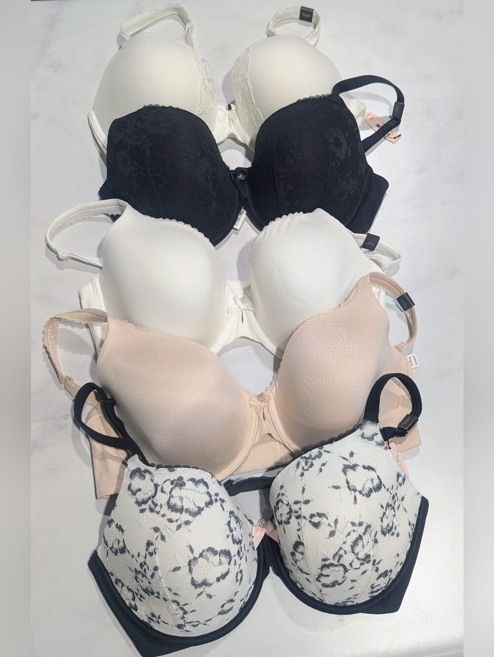Victoria's Secret Bra Pack Of 5 — Black, White, Nude, Cream